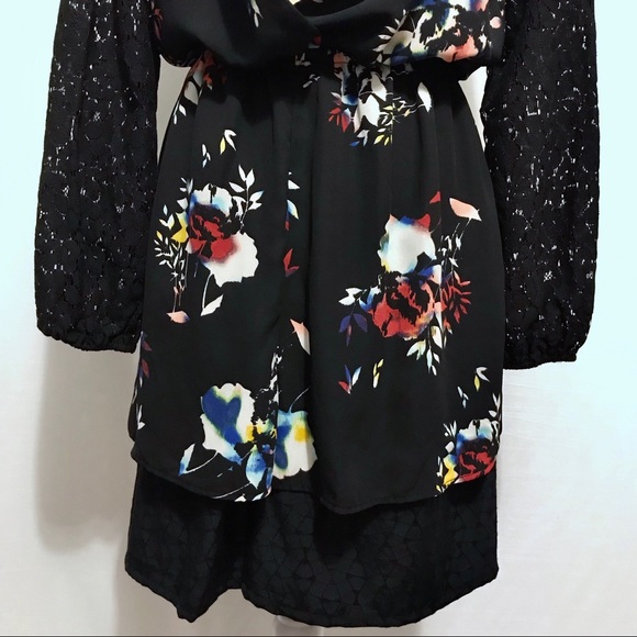 ❌SOLD❌ Xhilaration Black with Floral Dress Women L - Picture 13 of 15